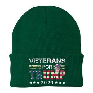 Dad Grandpa Veterans For Trump 2024 Knit Cap Winter Beanie