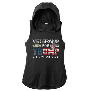 Dad Grandpa Veterans For Trump 2024 Ladies PosiCharge Tri-Blend Wicking Draft Hoodie Tank