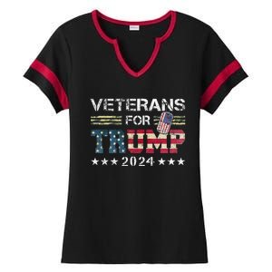 Dad Grandpa Veterans For Trump 2024 Ladies Halftime Notch Neck Tee