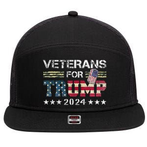 Dad Grandpa Veterans For Trump 2024 7 Panel Mesh Trucker Snapback Hat