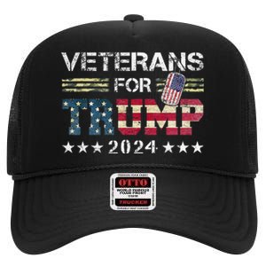 Dad Grandpa Veterans For Trump 2024 High Crown Mesh Back Trucker Hat