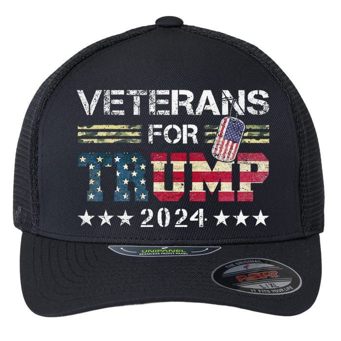 Dad Grandpa Veterans For Trump 2024 Flexfit Unipanel Trucker Cap