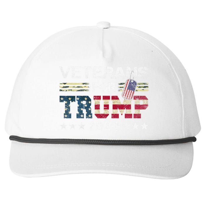 Dad Grandpa Veterans For Trump 2024 Snapback Five-Panel Rope Hat