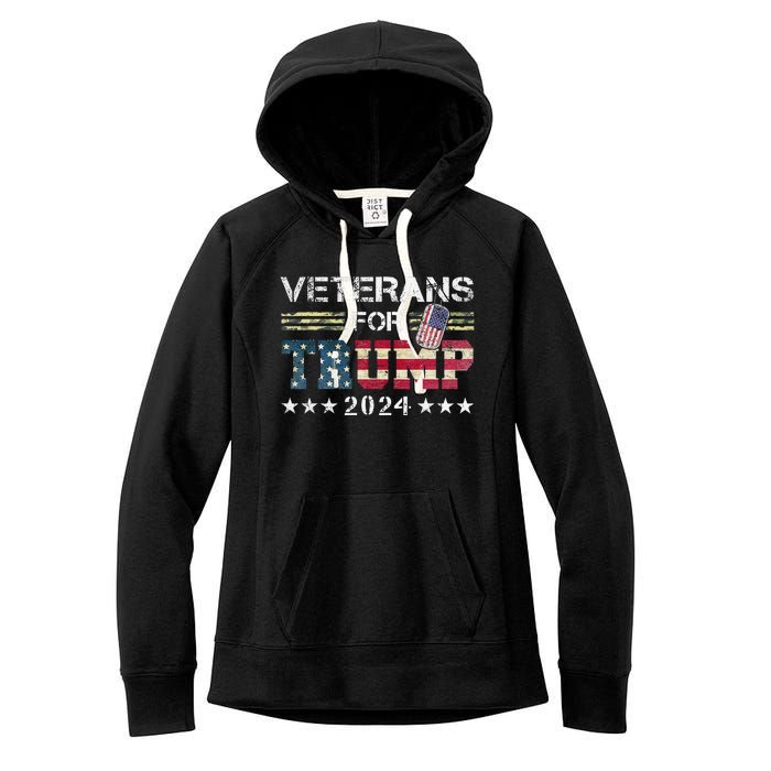 Dad Grandpa Veterans For Trump 2024 Women's Fleece Hoodie