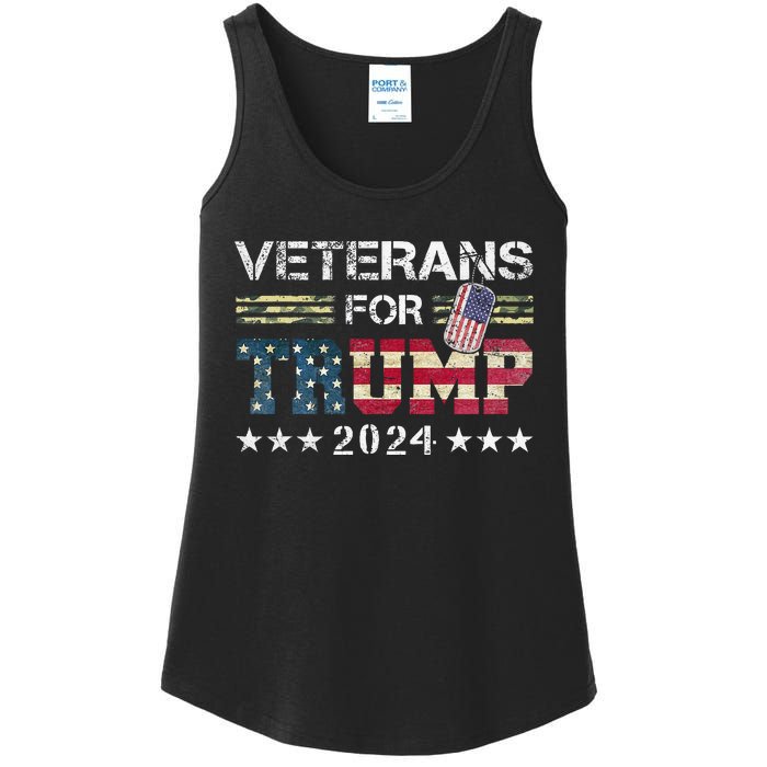 Dad Grandpa Veterans For Trump 2024 Ladies Essential Tank