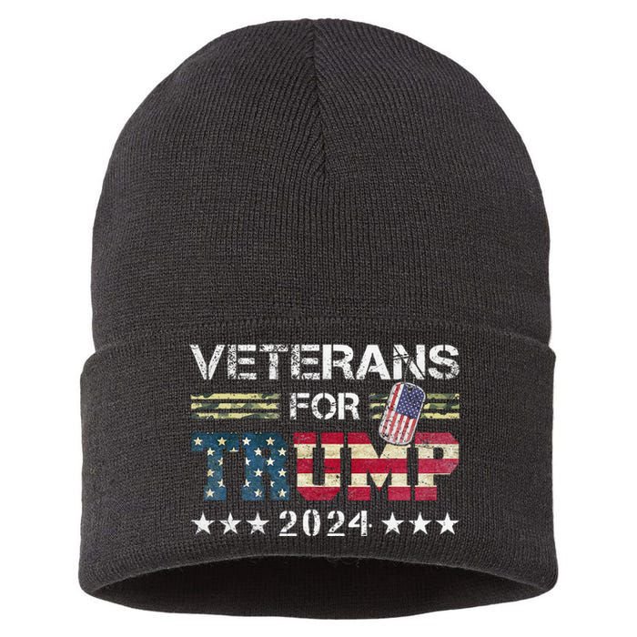 Dad Grandpa Veterans For Trump 2024 Sustainable Knit Beanie