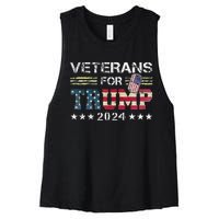 Dad Grandpa Veterans For Trump 2024 Women's Racerback Cropped Tank