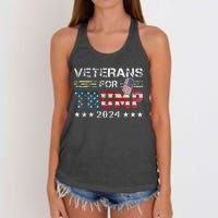 Dad Grandpa Veterans For Trump 2024 Women's Knotted Racerback Tank