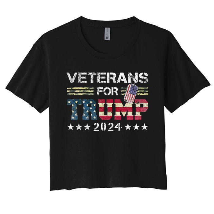 Dad Grandpa Veterans For Trump 2024 Women's Crop Top Tee