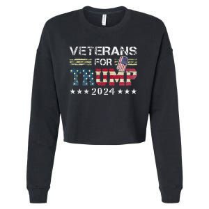 Dad Grandpa Veterans For Trump 2024 Cropped Pullover Crew