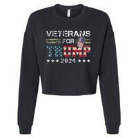 Dad Grandpa Veterans For Trump 2024 Cropped Pullover Crew