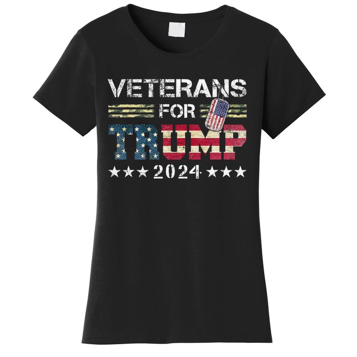 Dad Grandpa Veterans For Trump 2024 Women's T-Shirt