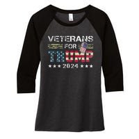 Dad Grandpa Veterans For Trump 2024 Women's Tri-Blend 3/4-Sleeve Raglan Shirt