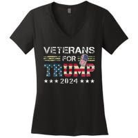 Dad Grandpa Veterans For Trump 2024 Women's V-Neck T-Shirt