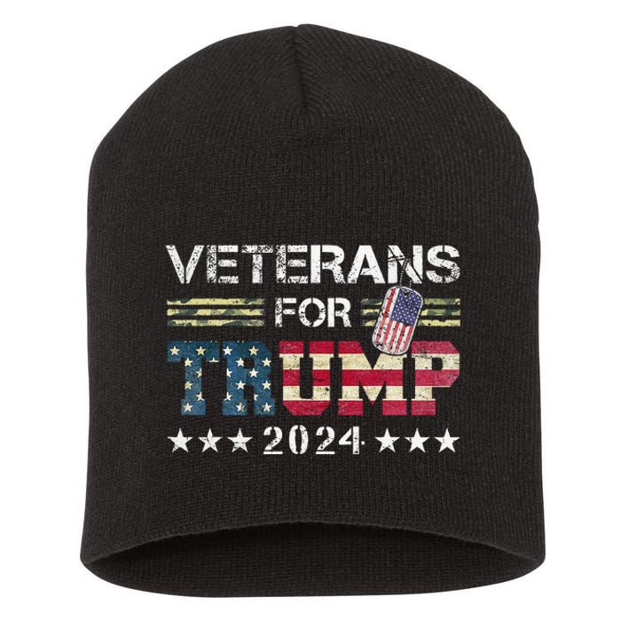 Dad Grandpa Veterans For Trump 2024 Short Acrylic Beanie