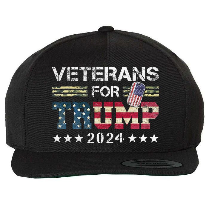 Dad Grandpa Veterans For Trump 2024 Wool Snapback Cap