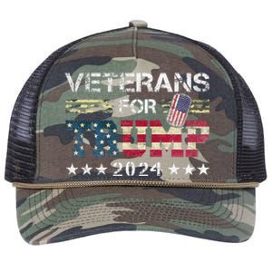 Dad Grandpa Veterans For Trump 2024 Retro Rope Trucker Hat Cap