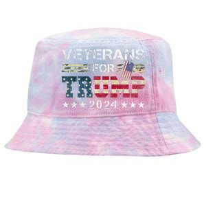 Dad Grandpa Veterans For Trump 2024 Tie-Dyed Bucket Hat