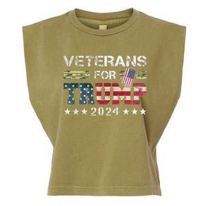 Dad Grandpa Veterans For Trump 2024 Garment-Dyed Women's Muscle Tee