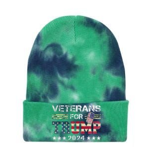 Dad Grandpa Veterans For Trump 2024 Tie Dye 12in Knit Beanie