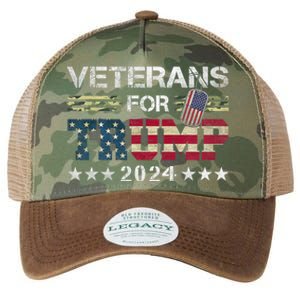 Dad Grandpa Veterans For Trump 2024 American Flag Camo Legacy Tie Dye Trucker Hat