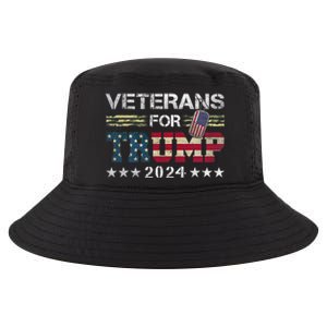 Dad Grandpa Veterans For Trump 2024 American Flag Camo Cool Comfort Performance Bucket Hat