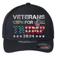 Dad Grandpa Veterans For Trump 2024 American Flag Camo Flexfit Unipanel Trucker Cap