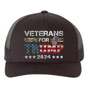 Dad Grandpa Veterans For Trump 2024 American Flag Camo Yupoong Adult 5-Panel Trucker Hat