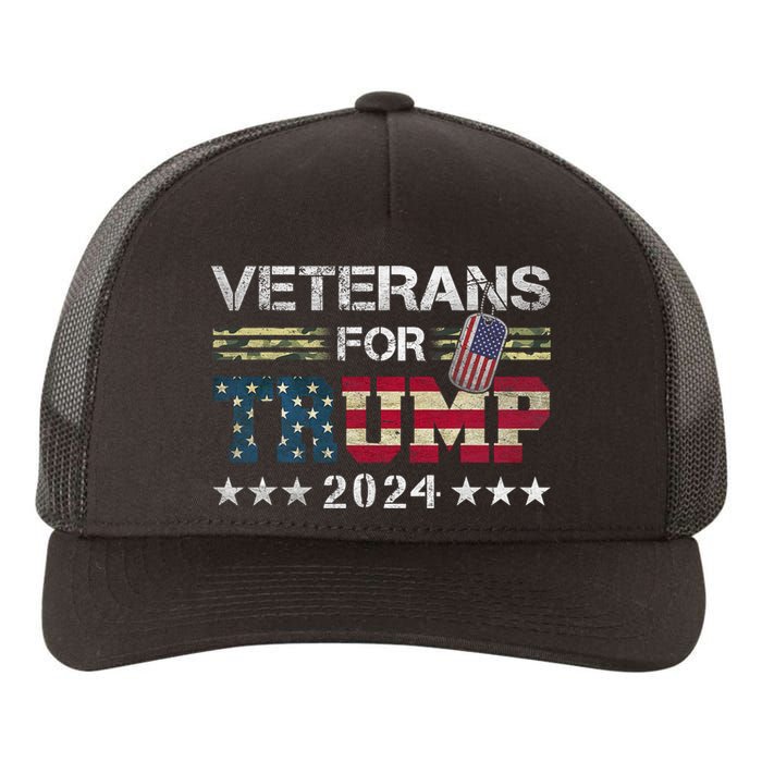 Dad Grandpa Veterans For Trump 2024 American Flag Camo Yupoong Adult 5-Panel Trucker Hat