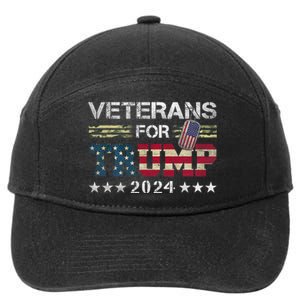 Dad Grandpa Veterans For Trump 2024 American Flag Camo 7-Panel Snapback Hat