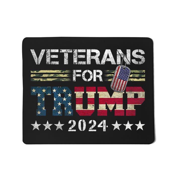 Dad Grandpa Veterans For Trump 2024 American Flag Camo Mousepad