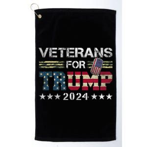 Dad Grandpa Veterans For Trump 2024 American Flag Camo Platinum Collection Golf Towel