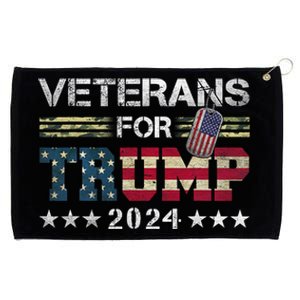 Dad Grandpa Veterans For Trump 2024 American Flag Camo Grommeted Golf Towel