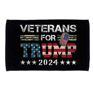 Dad Grandpa Veterans For Trump 2024 American Flag Camo Microfiber Hand Towel