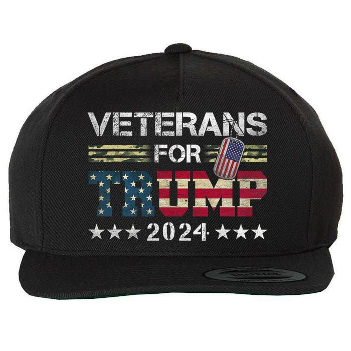 Dad Grandpa Veterans For Trump 2024 American Flag Camo Wool Snapback Cap