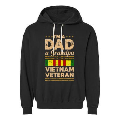 Dad Grandpa Vietnam Veteran Vintage Gift Garment-Dyed Fleece Hoodie