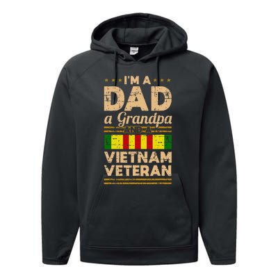 Dad Grandpa Vietnam Veteran Vintage Gift Performance Fleece Hoodie