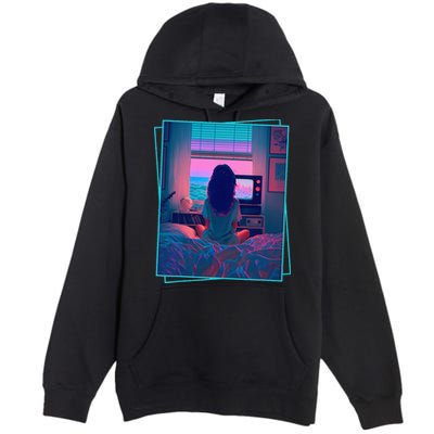Dreamy Girl Vaporwave Anime Chill 90s Ethereal Alt Aesthetic Premium Pullover Hoodie
