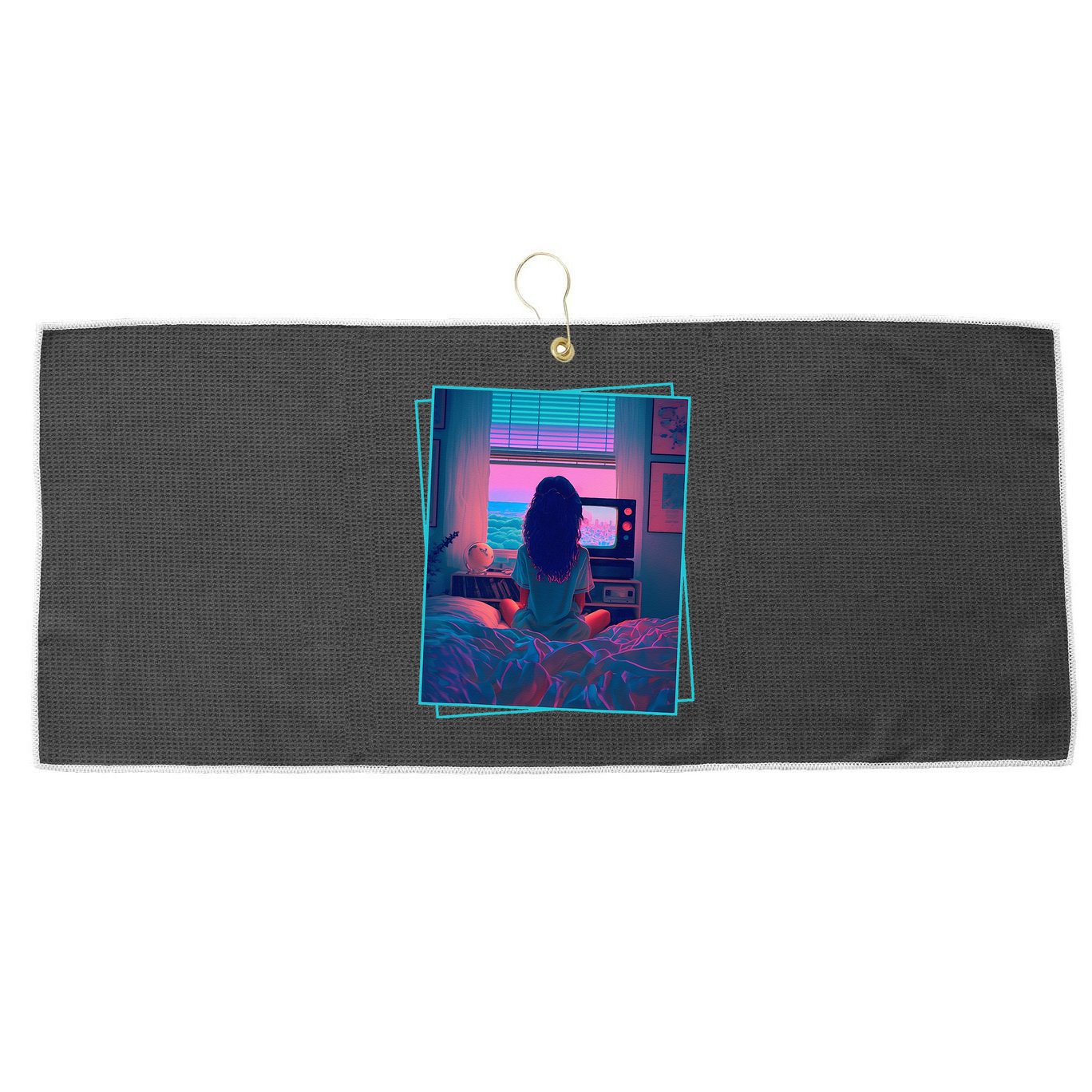 Dreamy Girl Vaporwave Anime Chill 90s Ethereal Alt Aesthetic Large Microfiber Waffle Golf Towel