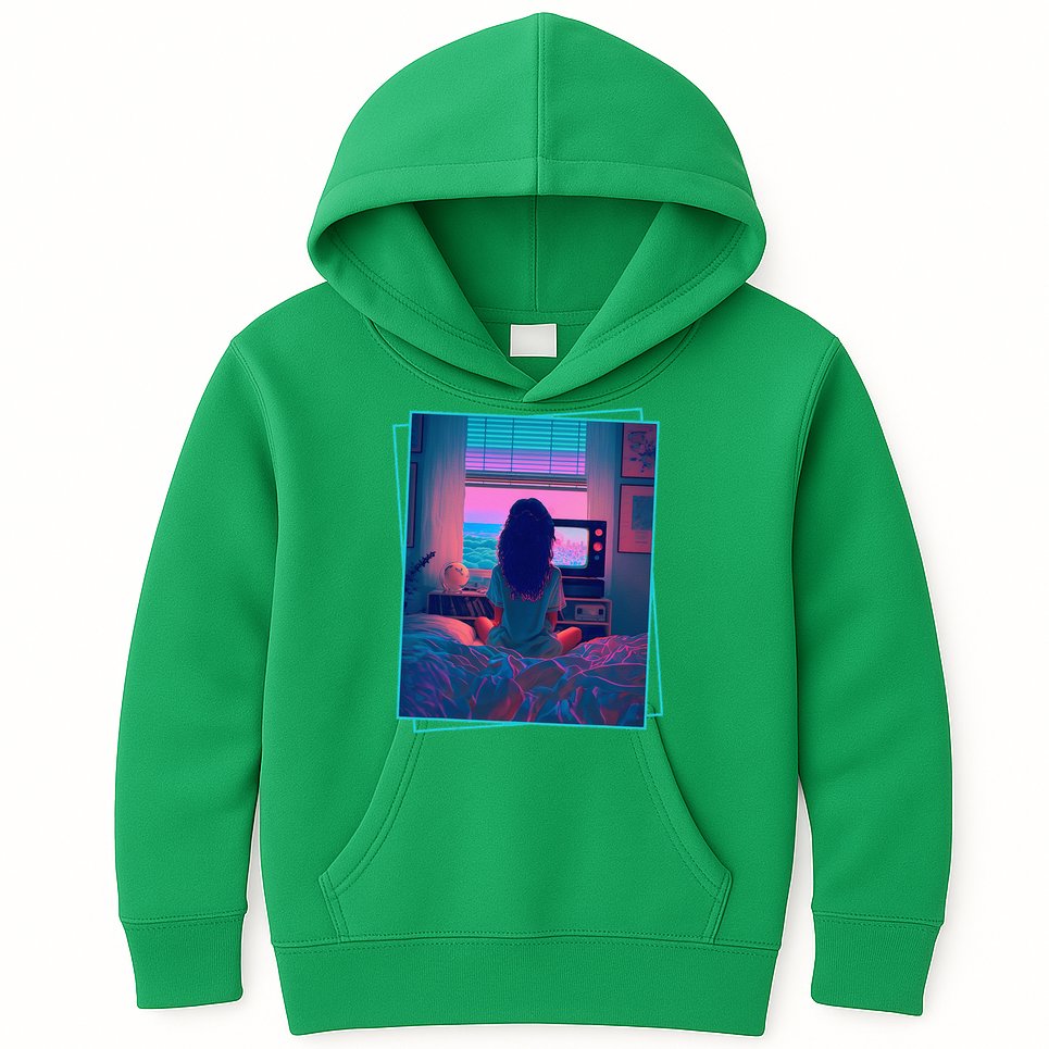 Dreamy Girl Vaporwave Anime Chill 90s Ethereal Alt Aesthetic Kids Hoodie