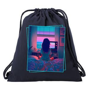 Dreamy Girl Vaporwave Anime Chill 90s Ethereal Alt Aesthetic Drawstring Bag