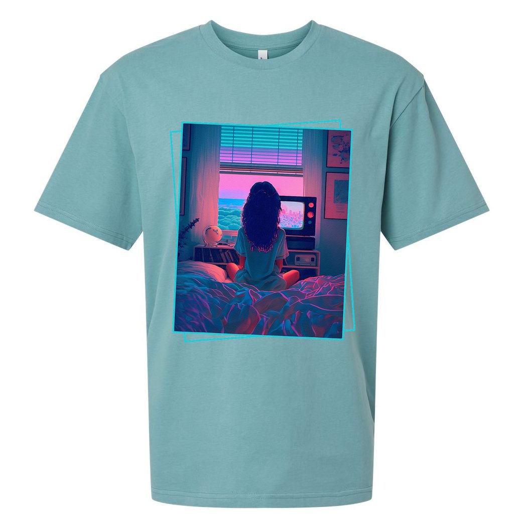 Dreamy Girl Vaporwave Anime Chill 90s Ethereal Alt Aesthetic Sueded Cloud Jersey T-Shirt