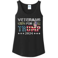 Dad Grandpa Veterans For Trump 2024 American Flag Camo Ladies Essential Tank