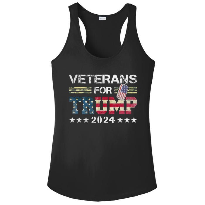 Dad Grandpa Veterans For Trump 2024 American Flag Camo Ladies PosiCharge Competitor Racerback Tank