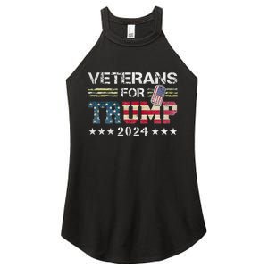 Dad Grandpa Veterans For Trump 2024 American Flag Camo Women's Perfect Tri Rocker Tank