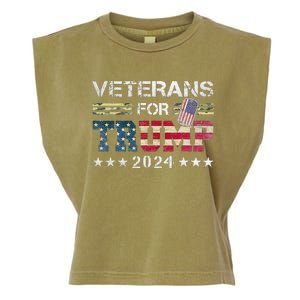 Dad Grandpa Veterans For Trump 2024 American Flag Camo Garment-Dyed Women's Muscle Tee