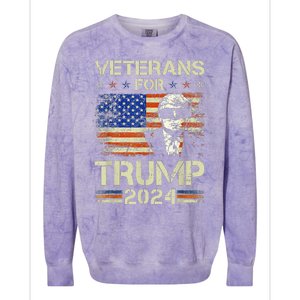 Dad Grandpa Veterans For Trump 2024 American Flag Camo Colorblast Crewneck Sweatshirt