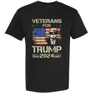 Dad Grandpa Veterans For Trump 2024 American Flag Camo Garment-Dyed Heavyweight T-Shirt