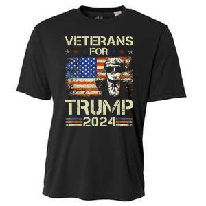 Dad Grandpa Veterans For Trump 2024 American Flag Camo Cooling Performance Crew T-Shirt