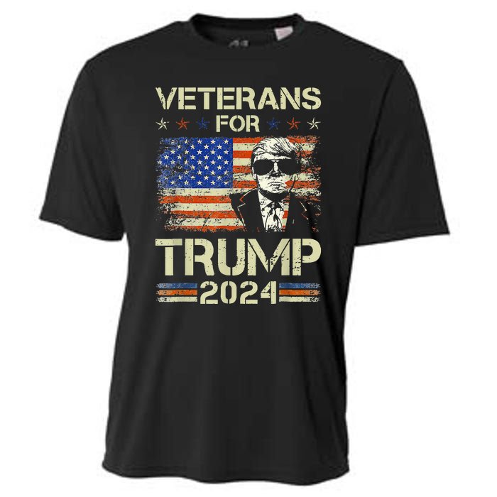 Dad Grandpa Veterans For Trump 2024 American Flag Camo Cooling Performance Crew T-Shirt